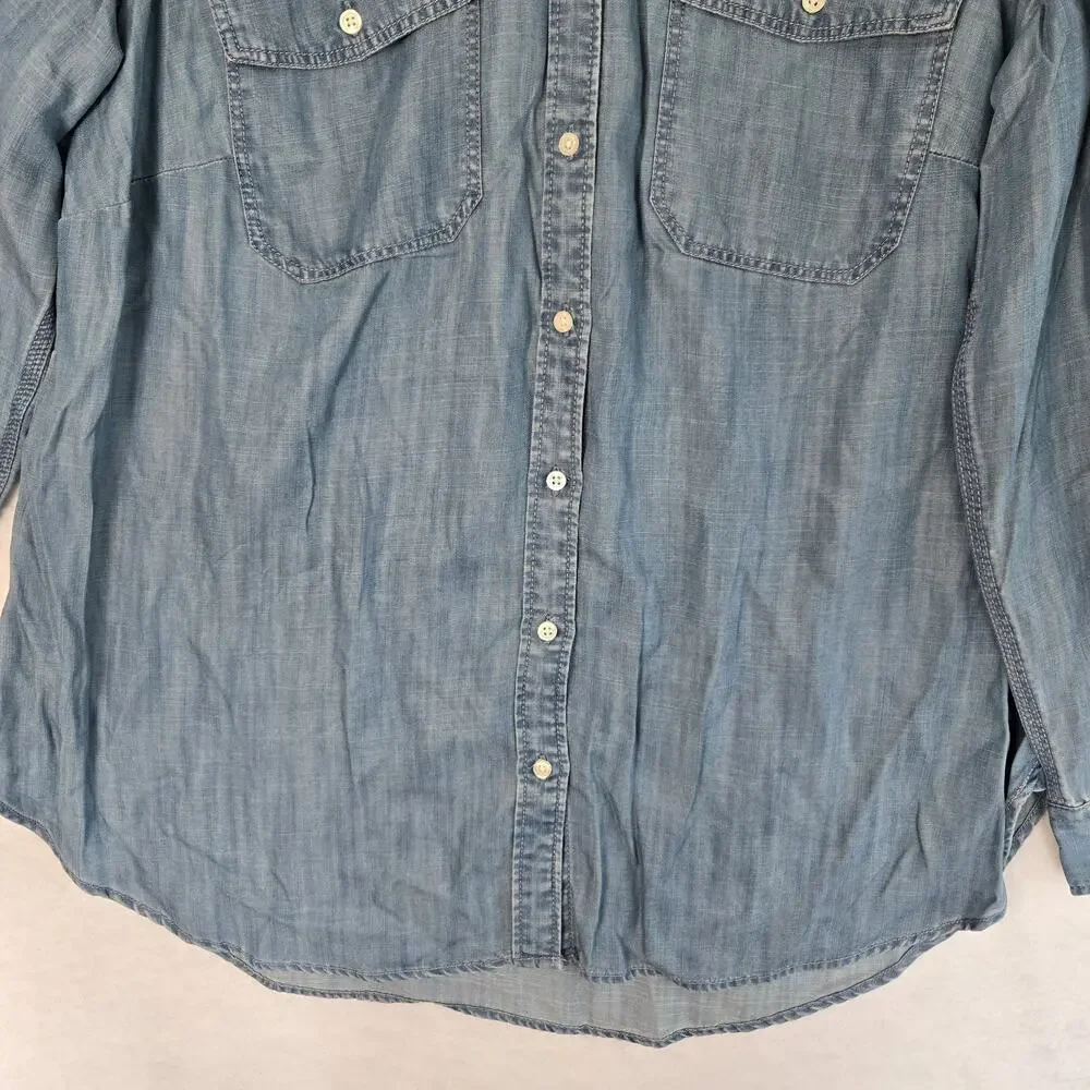 Pre-Owned Talbots Blue Size 1X Button Down Or Roll Up And Button Sleeves EUC - Picture 4 of 10